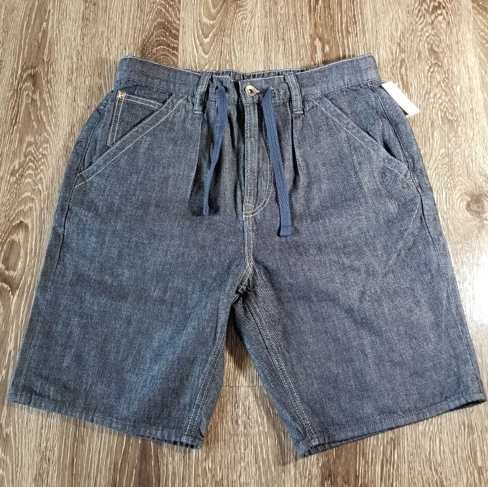 Gap Blue Denim Minimalist Pleated Drawstring Jean Jhort Shorts NWT Size Small